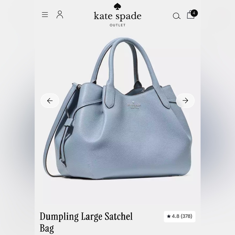NWT Kate Spade Dumpling Satchel Large Powder Blue Pebbled Leather